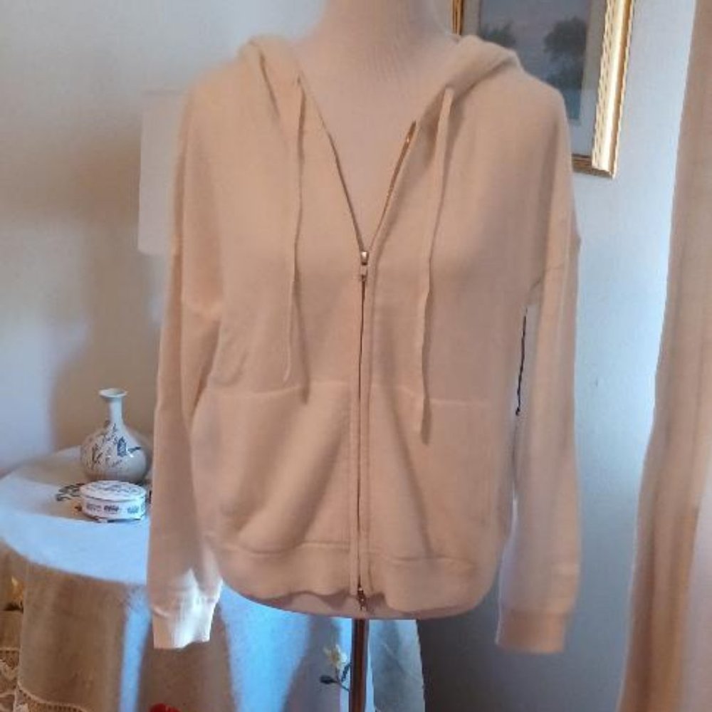 NWT White + Warren Zip Up Hoodie Sz. Large